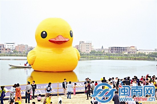 憨態(tài)可掬的大黃鴨，讓參觀的人仿佛回到童年