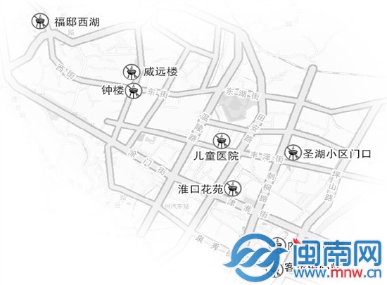 重點(diǎn)整治8路段流動(dòng)攤點(diǎn)示意圖