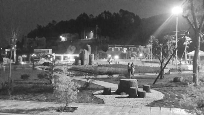 夜晚中的大眉村生態(tài)濕地公園。（大眉村村民蘇海霞供